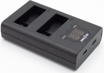 ChiliPower dubbellader LP-E8 geschikt voor Canon - voor 2 camera accu's (tegelijk)