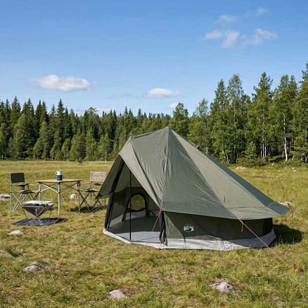 vidaXL - Tipi - Tent - 18-persoons - Leger - Groen - Polyester - en - Staal