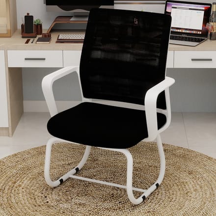 PHOEBE CAT Bureaustoel - Fauteuil - Mesh rugleuning - Metalen frame - Zwart + Wit