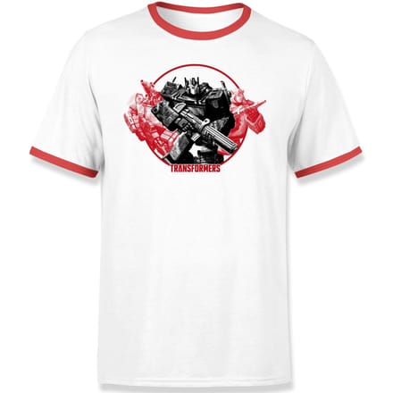 Transformers Earthrise Retro Unisex Ringer T-Shirt - Wit / Rood - M - Wit