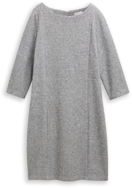 Tom Tailor - Comfortabele jurk met 3/4-mouwen - Maat 38 - medium silver grey melange