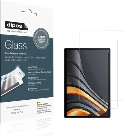 dipos – 2x Pantserfolie geschikt voor Sunmi CPad 14 Zoll | 9H Screenprotector
