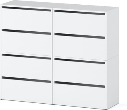 Meubel Square - Schoenenkast STEP - Set van 4 - Mat Wit - Modulaire schoenenkast zonder handgrepen