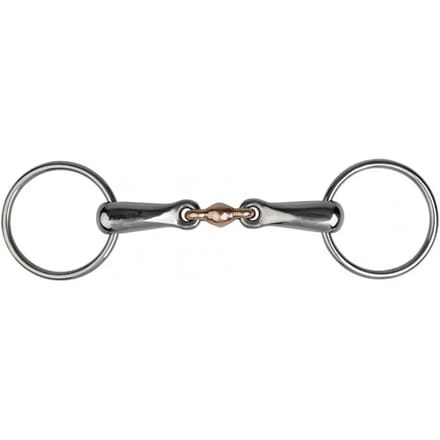 Dubbele ring paardenbit met koperen schakel Metalab