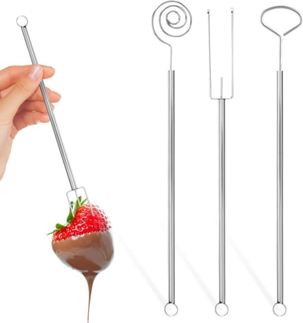 Set van 3 RVS Pralinen Vorken voor Chocolade, Perfect voor Dessert en Zoetigheden