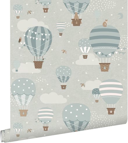 ESTAhome behang luchtballonnen blauw - 53 cm x 10.05 m - 131345