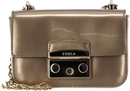 FURLA Leren Schoudertas Metropolis Mini Crossbody Champagne Brons