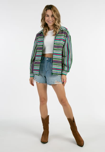 IZIA Oversized blouson Dames Veelkleurig turkoois