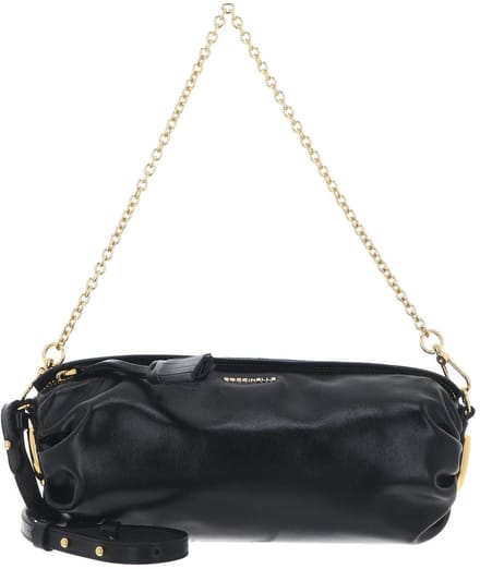 COCCINELLE Leren schoudertas handtas Roll Shiny Smooth Handbag Leather Noir zwart