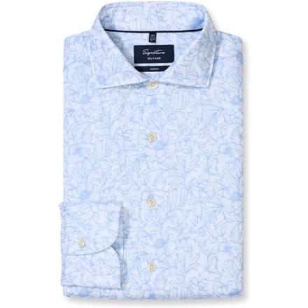 OLYMP Signature Casual Overhemd, Tailored Fit, Cutaway, Bleu