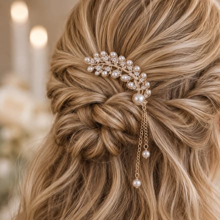 Haar in Stijl® Noor Goud Haarsteek Diamant Parel - Haaraccessoire Bruid Feest