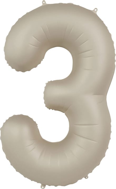 Folieballon Cijfer 3 - Creamy Latte - Ultra Matt - 86 cm
