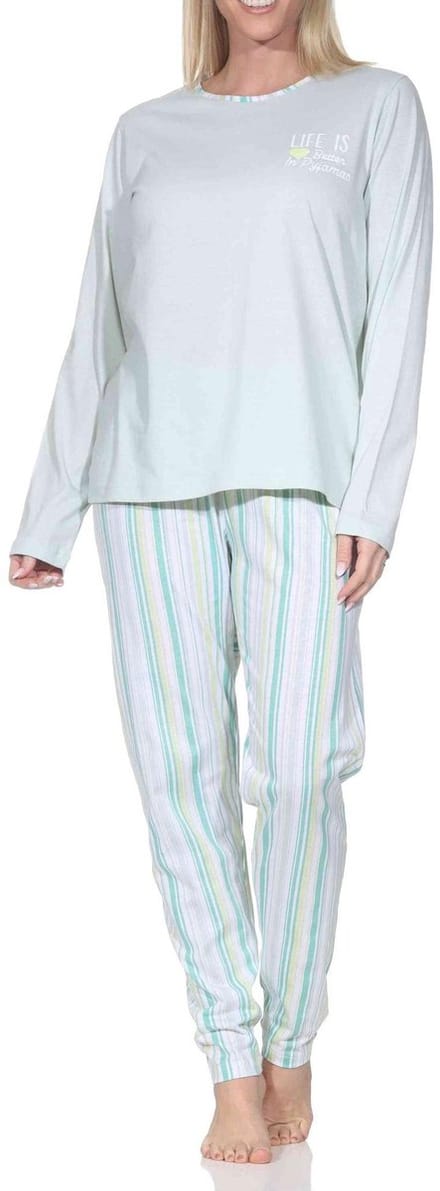Normann dames lange pyjama in elegante strepenlook