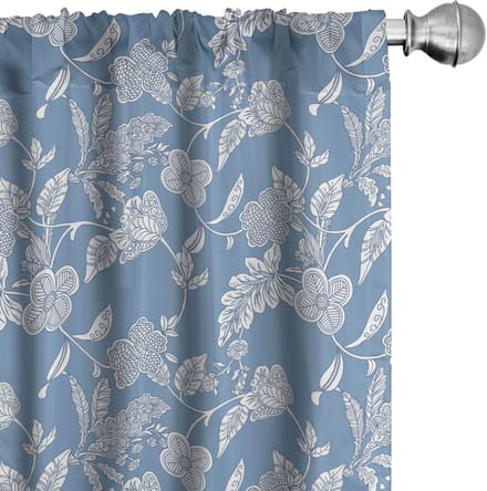 ABAKUHAUS Blauw-Wit voorhangen – 2x75x225 cm – microvezel – halfdonkerend