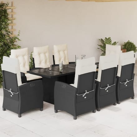 vidaXL - 9-delige - Tuinset - poly - rattan - zwart