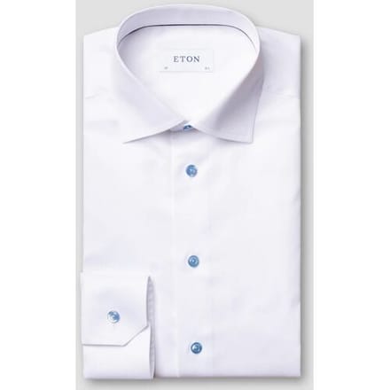 Eton Overhemd Uni Signature Twill Contrast Buttons Wit / male