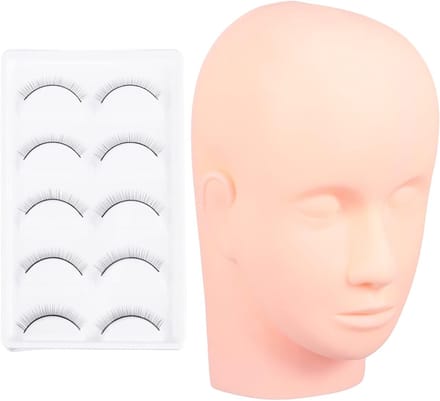Oefenhoofd voor Wimperextensions - Mannequin Hoofd voor Make-up Training met Oogschaduw en Wimperaccessoires
