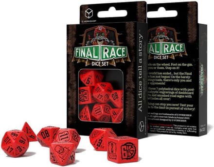 Set van 7 Polyhedrale Dobbelstenen voor Rollenspellen - Post-Apocalyptisch Race Thema