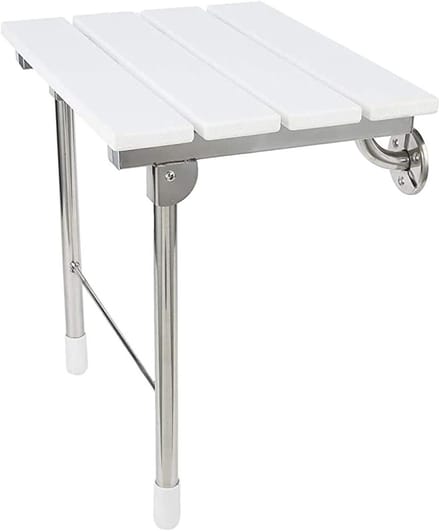 Opklapbare Douchestoel - Douchebank Wandmontage - Veilig Douchen - Met Steunpoten - 200 kg belasting - Wit