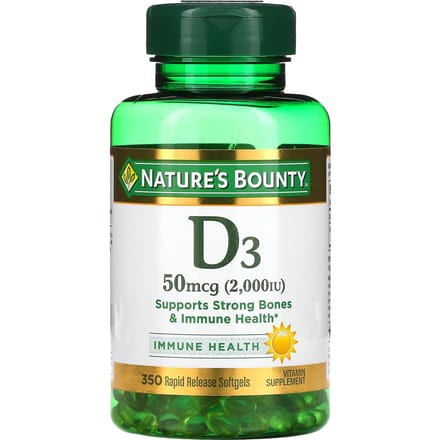 Nature's Bounty, D3, 50 mcg(2000 IE), 350 softgels