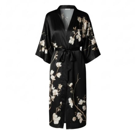 TA-HWA Japanse Kimono Dameskimono Zwart met Magnolia
