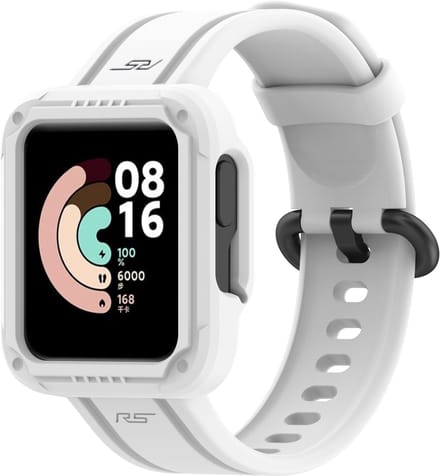 By Qubix - Siliconen sportband met case - Wit - Geschikt voor Xiaomi Redmi Watch 2 (Lite)