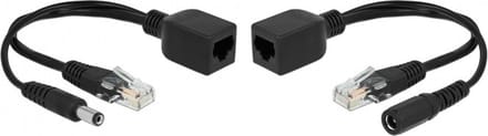 Passieve Power over Ethernet (PoE) adapter kit - RJ45 + DC 5,5 x 2,5 mm / zwart - 0,20 meter