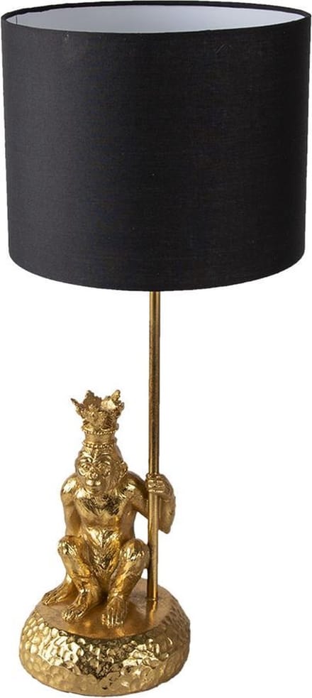 Clayre & Eef Bureaulamp Aap Ø 23x45 cm Goudkleurig Zwart Kunststof