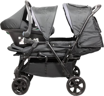 Tweelingkinderwagen met 2-in-1 functie en autostoel voor baby's