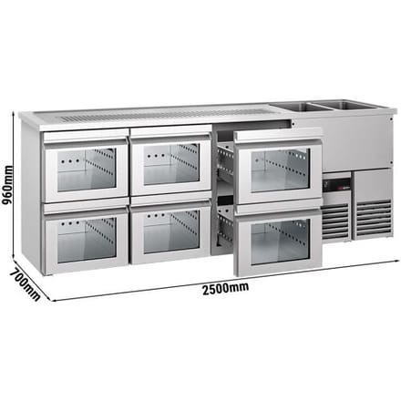 GGM Gastro Bierkoeling PREMIUM - 2500x700mm - 6 laden & 1 lade zilver