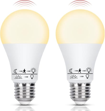 LED Lamp E27 met Bewegingssensor 12W Warm Wit Licht (3000K) - 2 Stuks