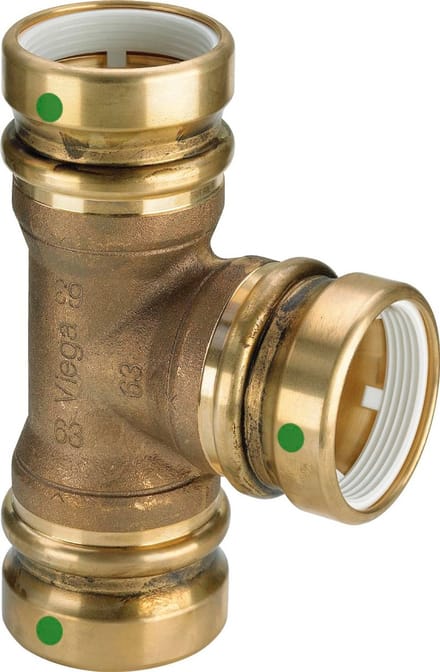 Viega Geopress-T-stuk, d1 32, d2 32, d3 32 roodgoud Model 9618TW, 765736