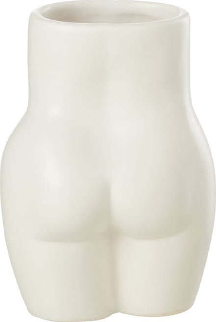 J-Line bloempot Lichaam Dolomiet - keramiek - wit - 2 stuks - 16.5 cm hoog