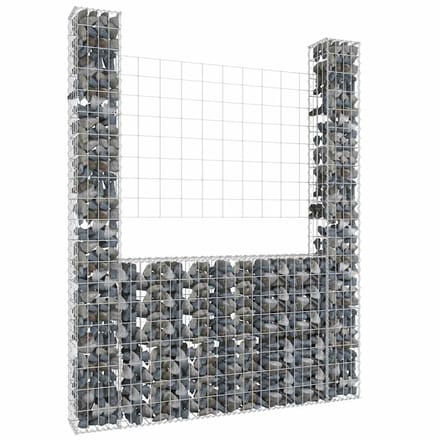 vidaXL - Schanskorf - U-vormig - met - 2 - palen - 140x20x200 - cm - ijzer