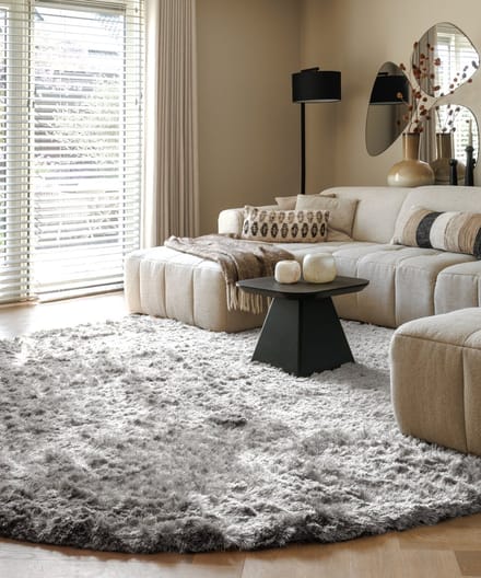Velvet vloerkleed rond - Auréa zilver 100