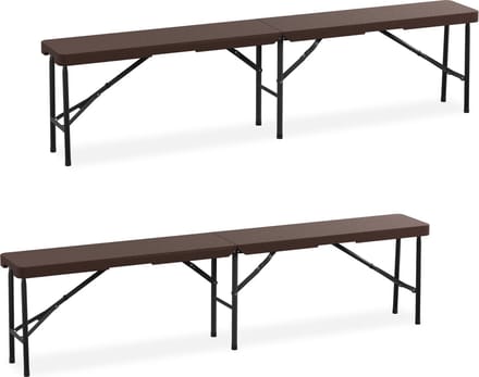 bierbank set van 2 - inklapbaar - campingbank - 180 cm - bruin