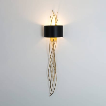 Holländer Elba lungo wandlamp, goud/zwart, hoogte 144 cm, ijzer