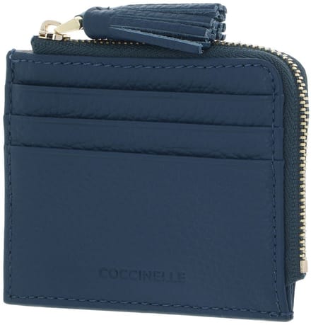 COCCINELLE Leren kaarthoes Tassel Credit Card Holder Deep Blue blauw