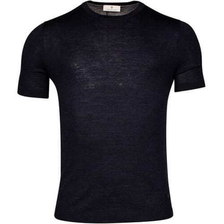 Thomas Maine Trui Fine Merino Crew Neck Short Sleeve Single Knit Navy / male