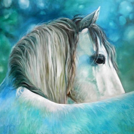 Peinture Diamant DIY Point de Croix Cheval Blanc Strass Broderie Diamant Point de Croix Forage Complet 30x30CM gray