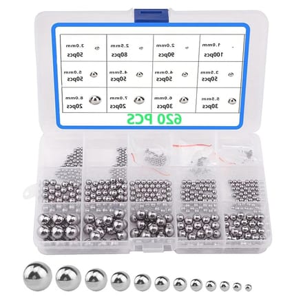 Allecto Plus - Assortiment van 620 roestvrijstalen kogellagers in 12