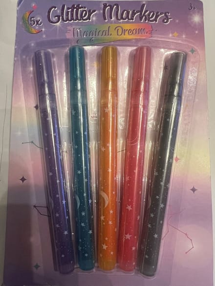 Glitter Stiften - 5 kleuren markers Tof Glitter Effect!