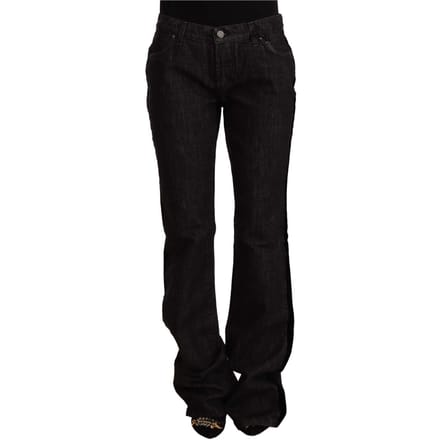 GF Ferre Zwarte Midden Taille Katoenen Denim Rechte Bootcut Jeans