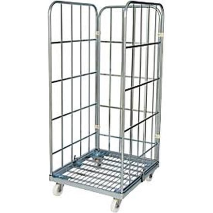 Rolcontainer, 3-zijdig, met stalen rolplaat, 1460 mm bruikbare hoogte