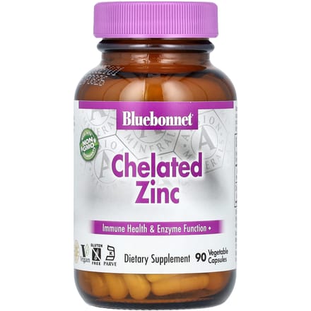 Bluebonnet Nutrition, Gecheleerd Zink, 90 Plantaardige Capsules