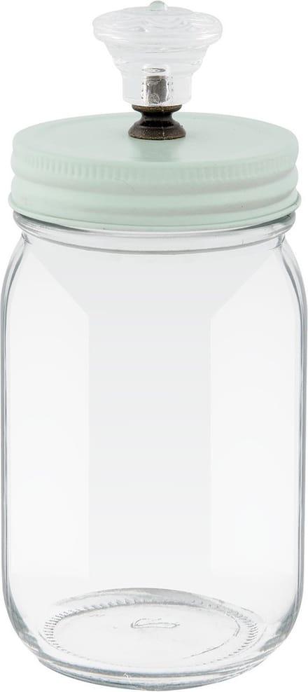Clayre & Eef Voorraadpot 350 ml Transparant Ijzer Glas Rond Voorraadbus