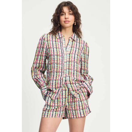 POM Amsterdam Blouse - Brushwork Check Linen Taglia: 42 | Magliette intime Outlet | Donna | Bianco