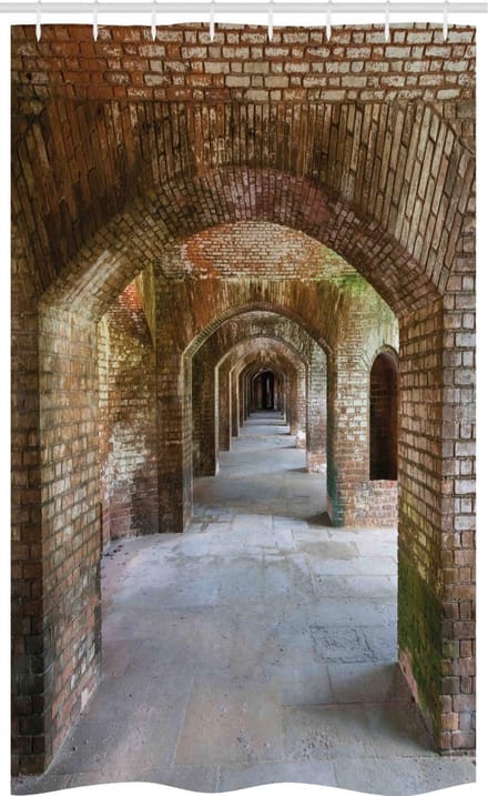 ABAKUHAUS – Douchegordijn 120x180 cm – Brick Arches – Polyester, waterafstotend – Bruin