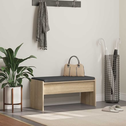 vidaXL - Hallenbank - met - kussen - Sonoma - Eik - 83 - x - 38 - x - 40 - cm