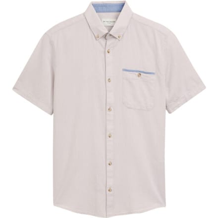 Tom Tailor - Korte Mouw Overhemd - Heren - M - Beige - Katoen - 1046086